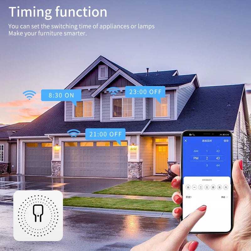 Tuya Smart Wifi Mini Smart Switch Module Two-Way Control DIY Light Switch Voice Control, Compatible with Smart Life Alexa, Alice