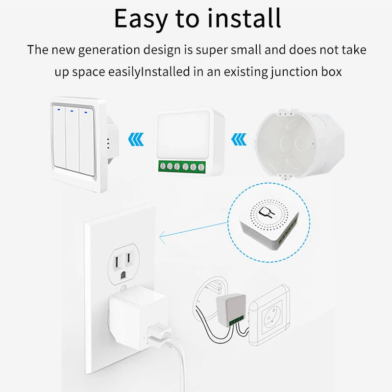 Tuya Smart Wifi Mini Smart Switch Module Two-Way Control DIY Light Switch Voice Control, Compatible with Smart Life Alexa, Alice