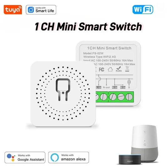 Tuya Smart Wifi Mini Smart Switch Module Two-Way Control DIY Light Switch Voice Control, Compatible with Smart Life Alexa, Alice